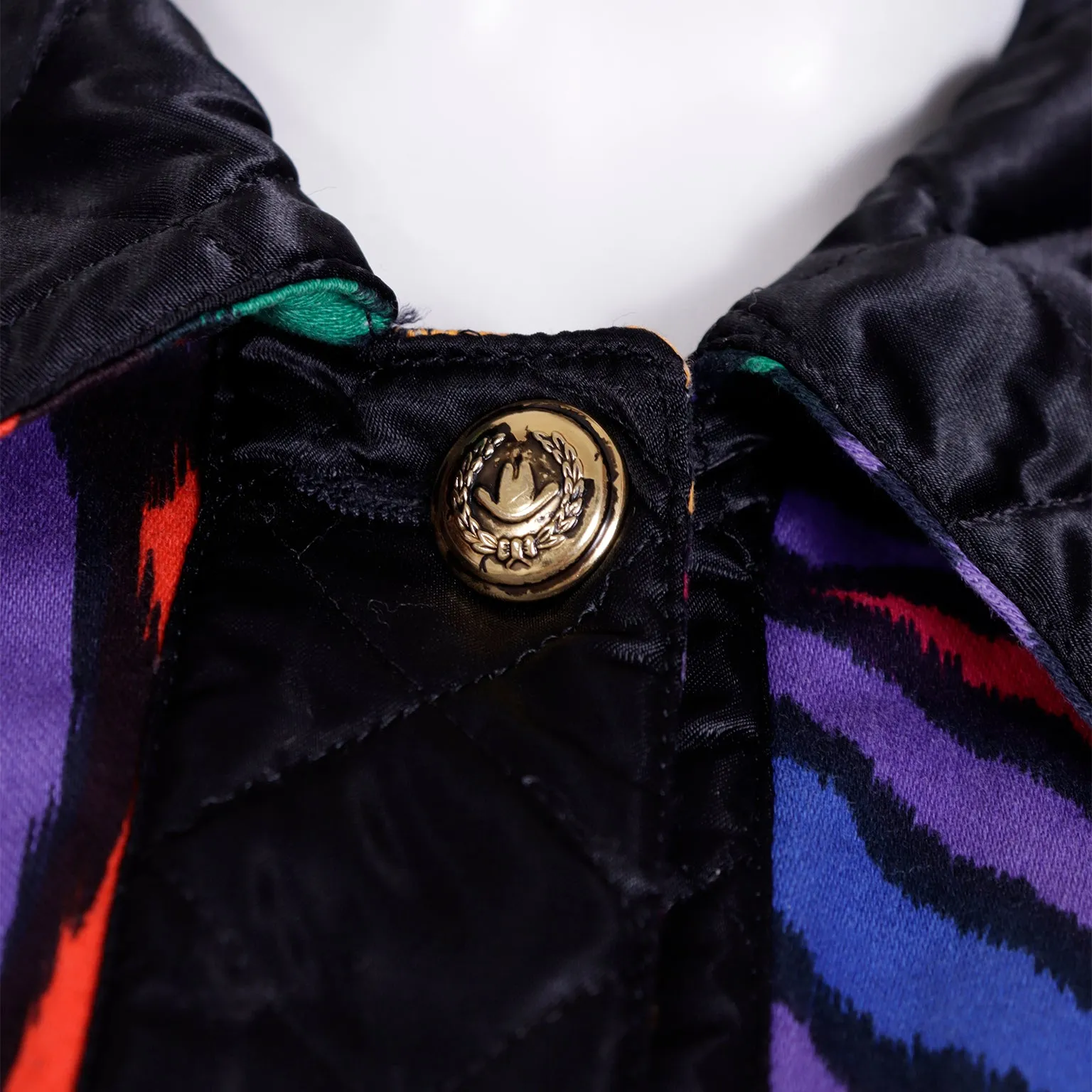 1980s Moschino Jeans Colorful Rainbow Bomber Jacket w Black Trim