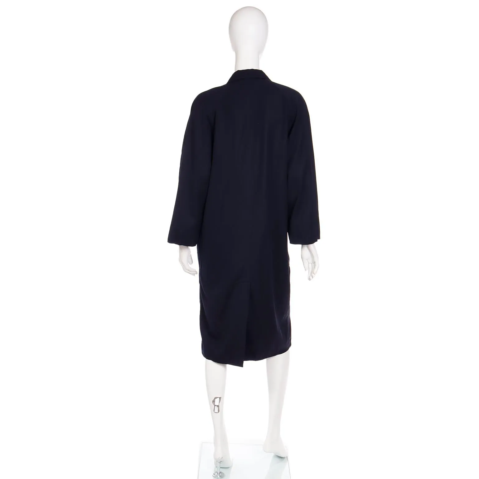 1990s Max Mara Summer Weight Wool Navy Blue Double Breasted Coat