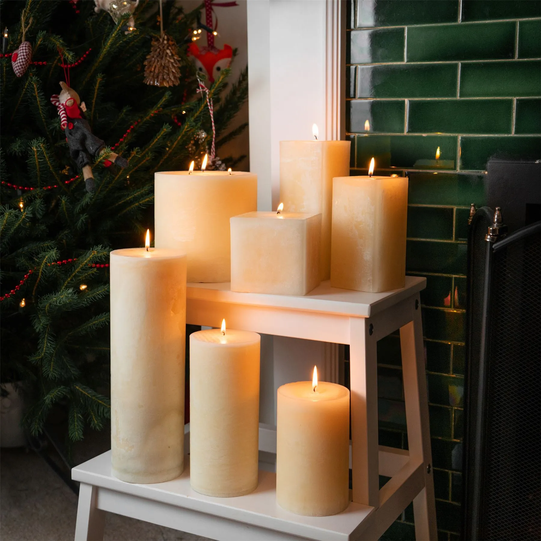 20cm Vanilla Round Pillar Candle - By Nicola Spring