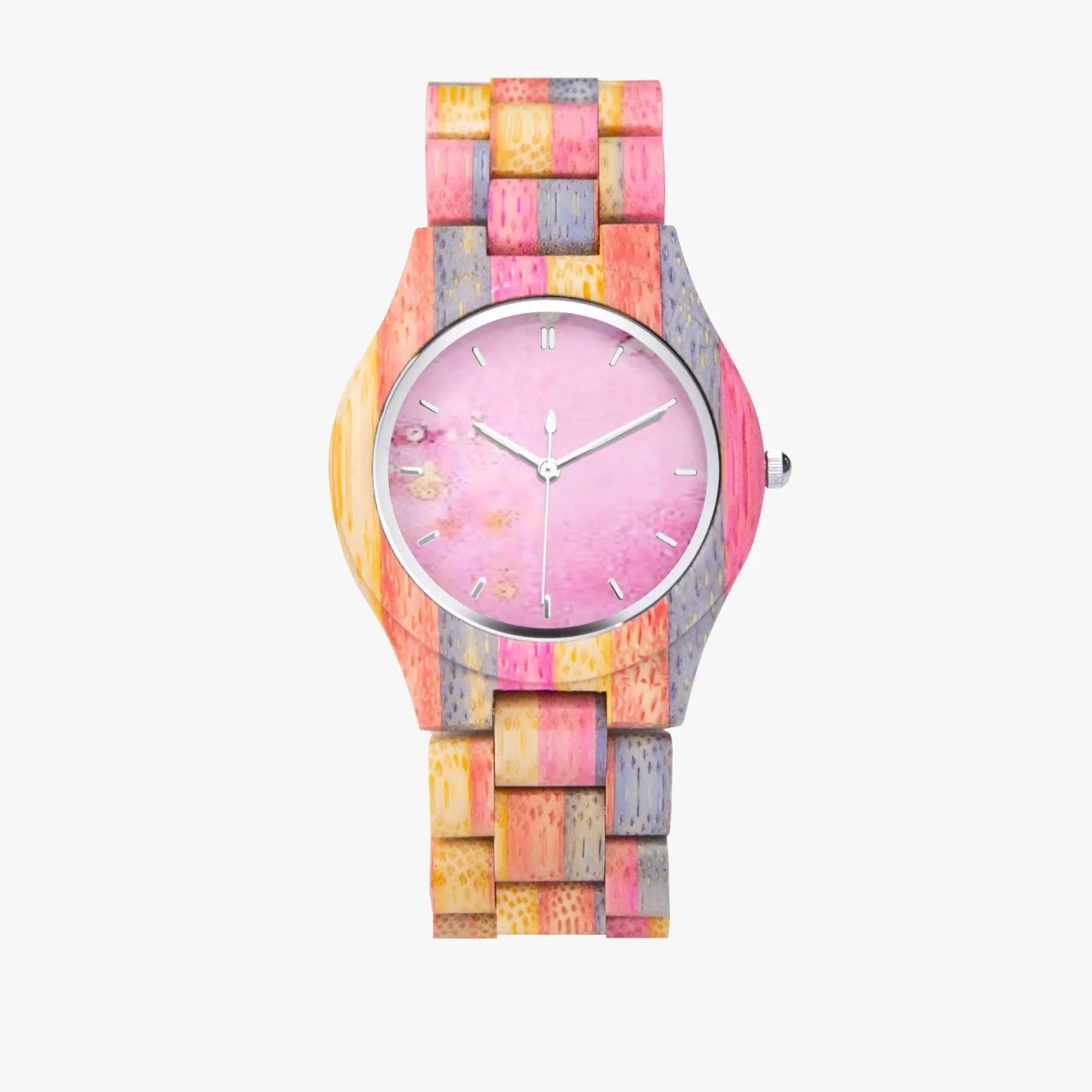 883. Camouflage Wooden Watch - Grey&Pink