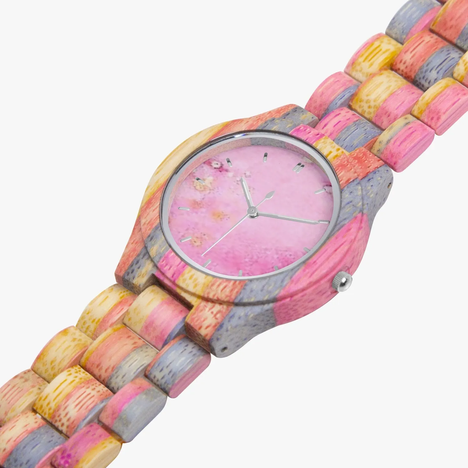 883. Camouflage Wooden Watch - Grey&Pink