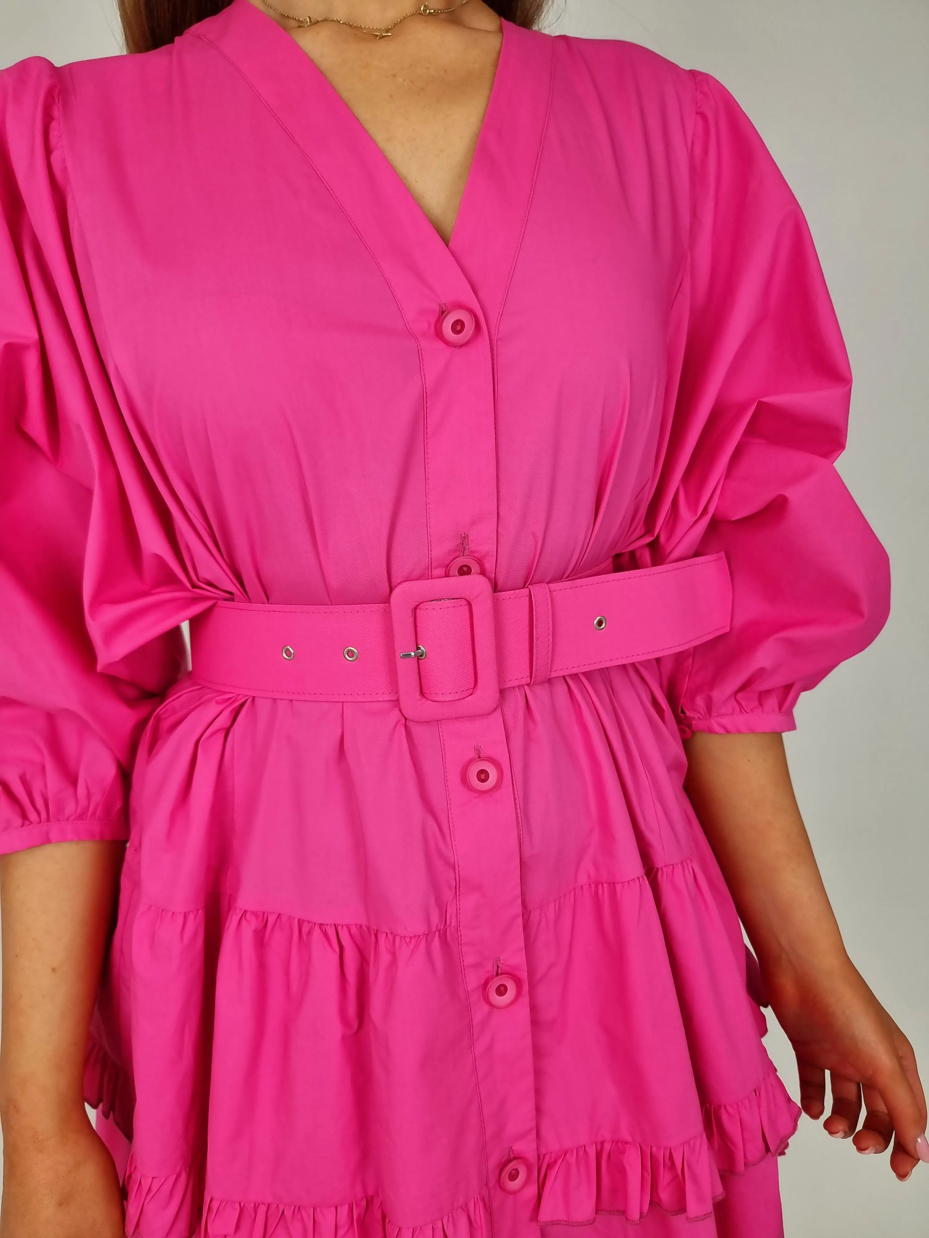 Access Pink Mini Dress With Ruffles