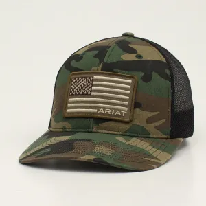 Ariat Men's Camo USA Flag Ball Cap