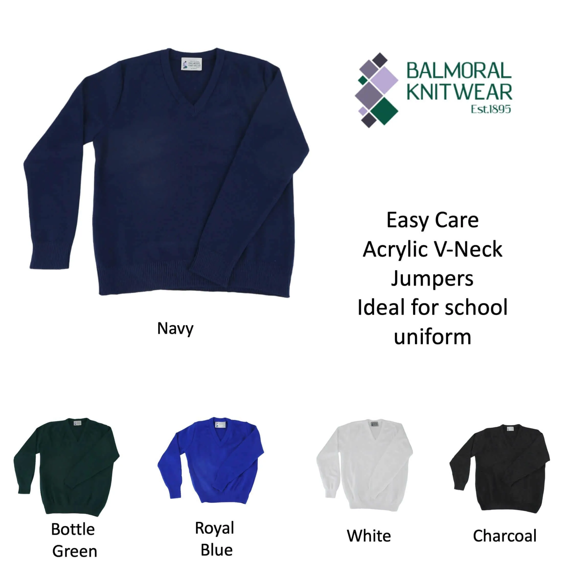 Balmoral Kids V-Neck Unisex Soft Touch Long Sleeve Jumper