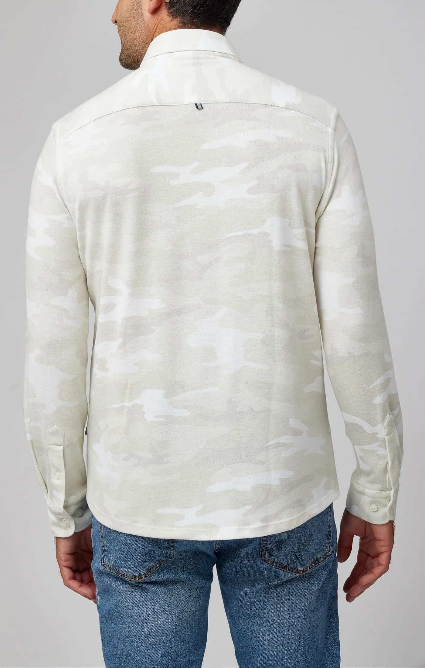 Beige Camouflage Print Jersey Shirt