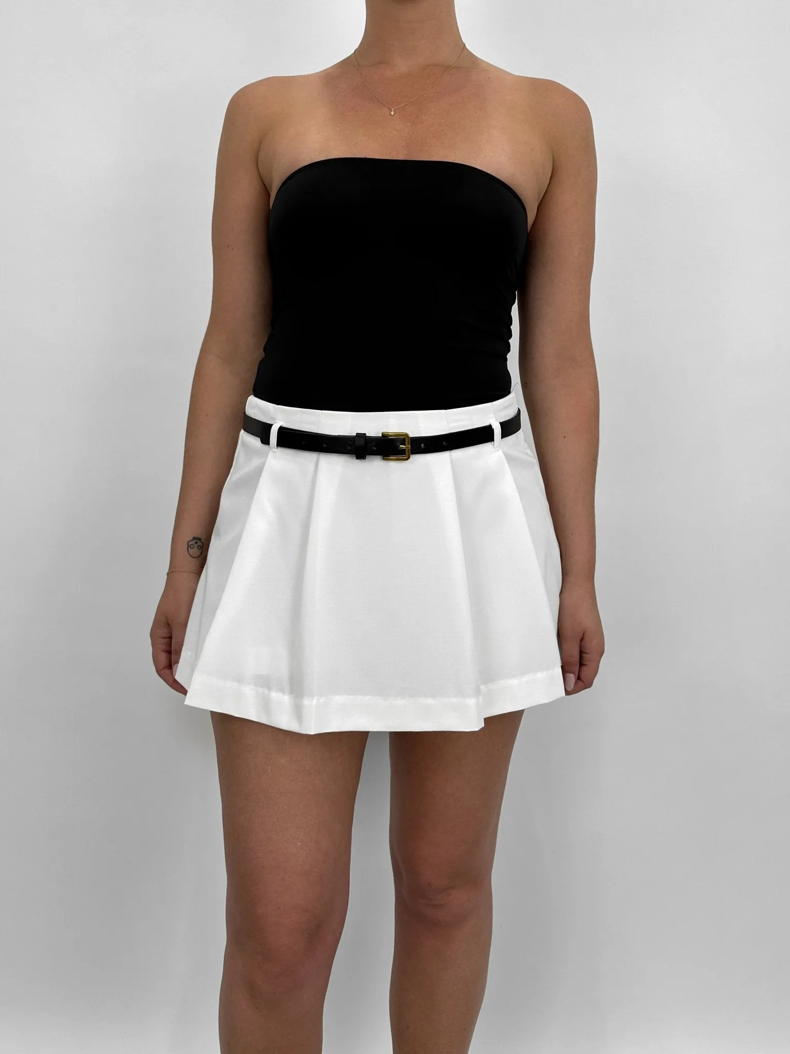 Belted Pleated Micro Mini Skort