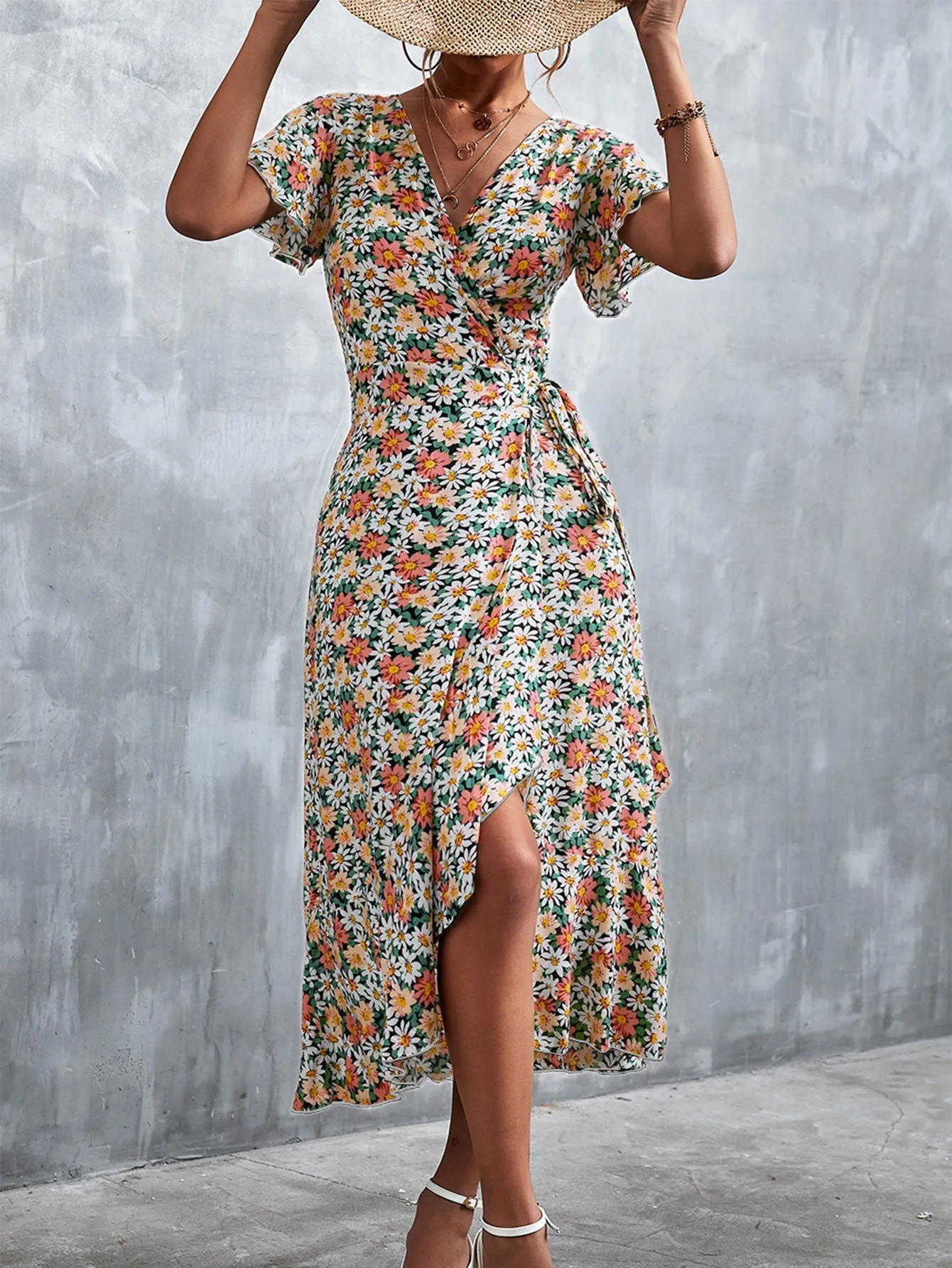 BerryBetty - Bohemian Cross V-Neck Lace Floral Dress