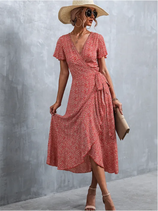 BerryBetty - Bohemian Cross V-Neck Lace Floral Dress