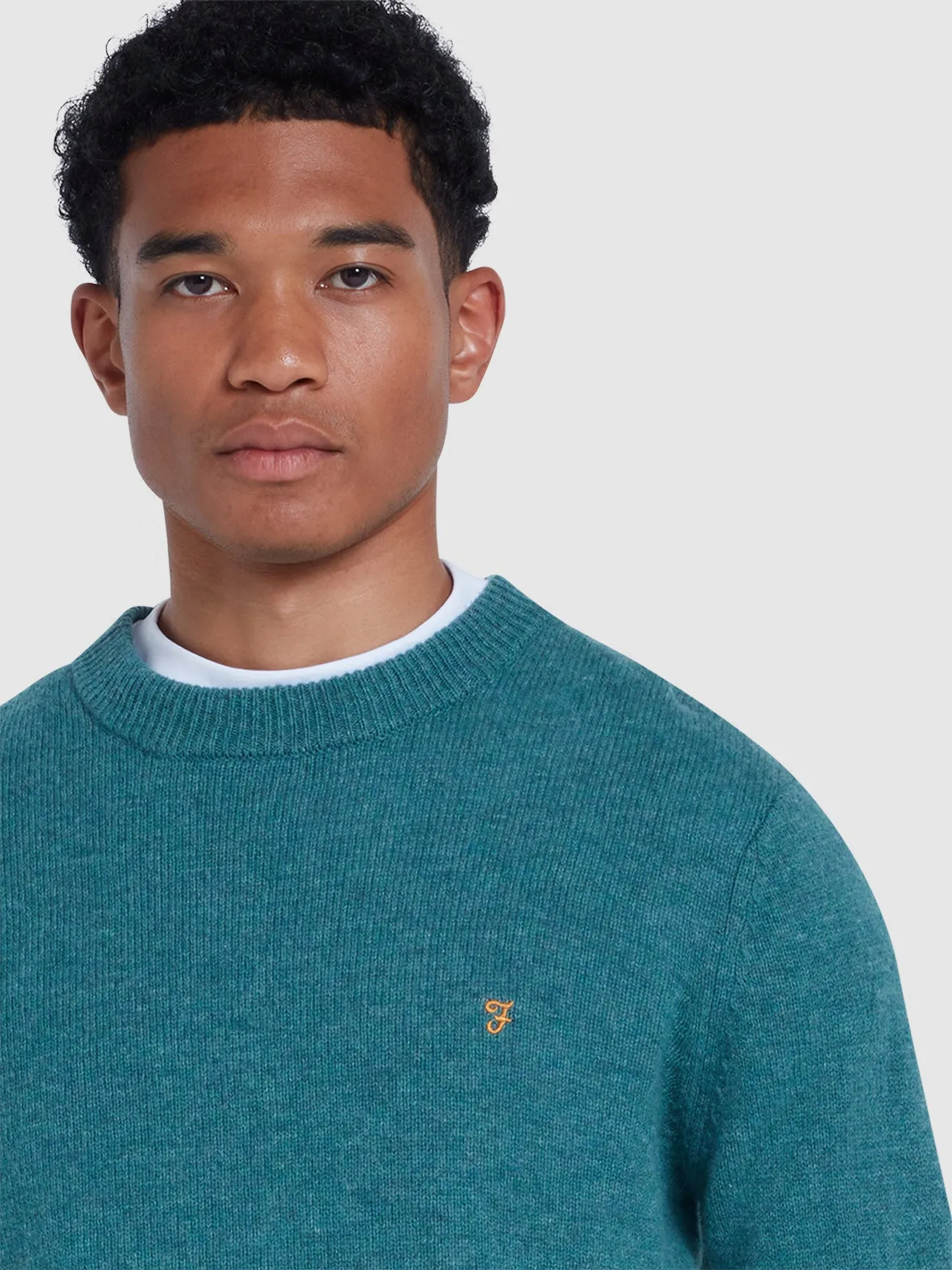 Birchall Crew Neck Lambswool Sweater In Seaport Green