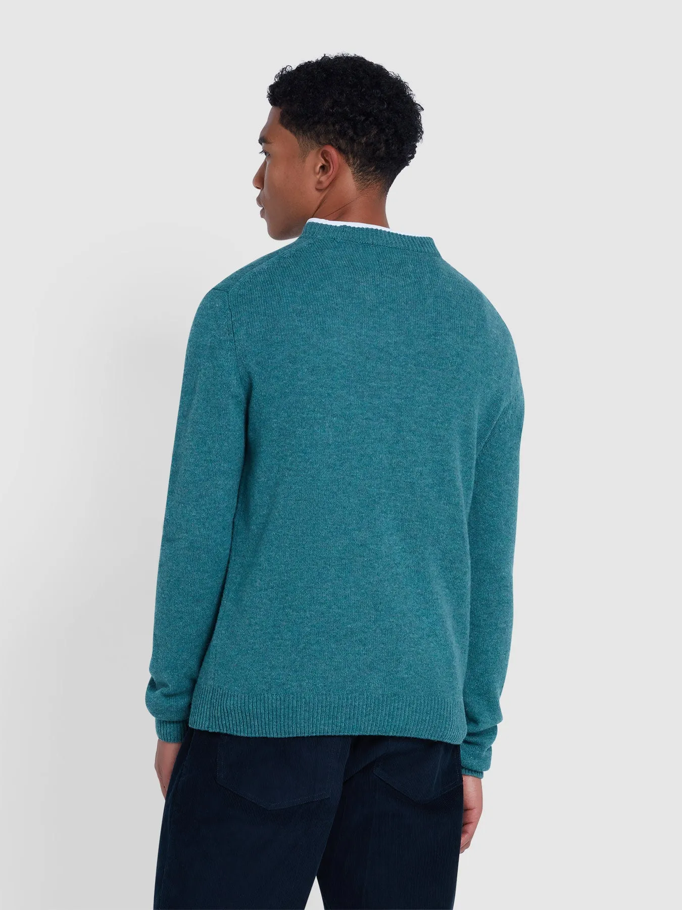 Birchall Crew Neck Lambswool Sweater In Seaport Green