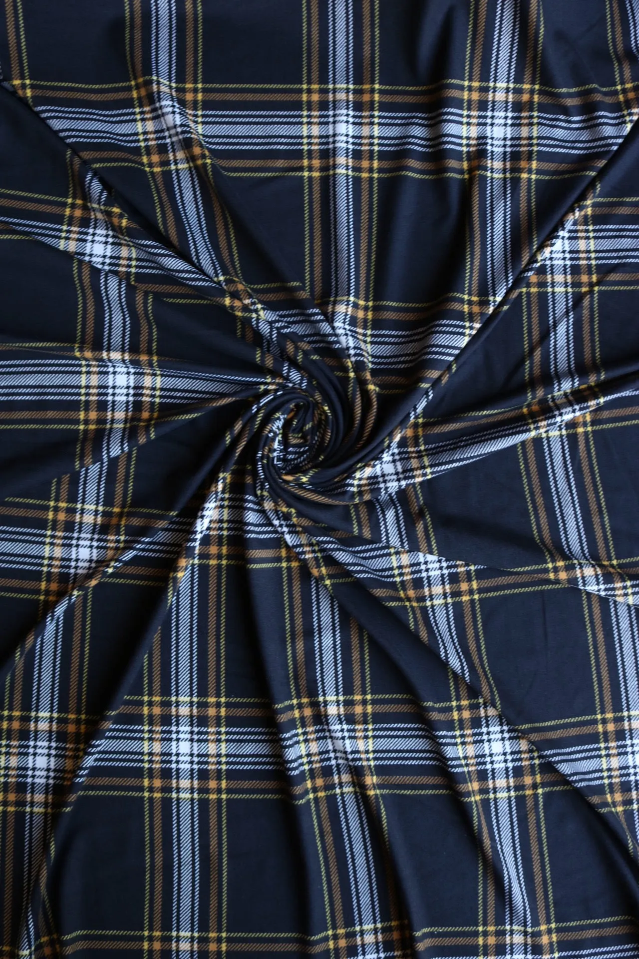 Black & Yellow Window Pane Plaid Double Brushed Poly