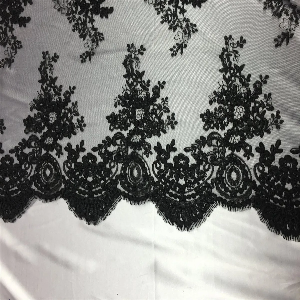 Black Oswald Embroidered Lace Fabric