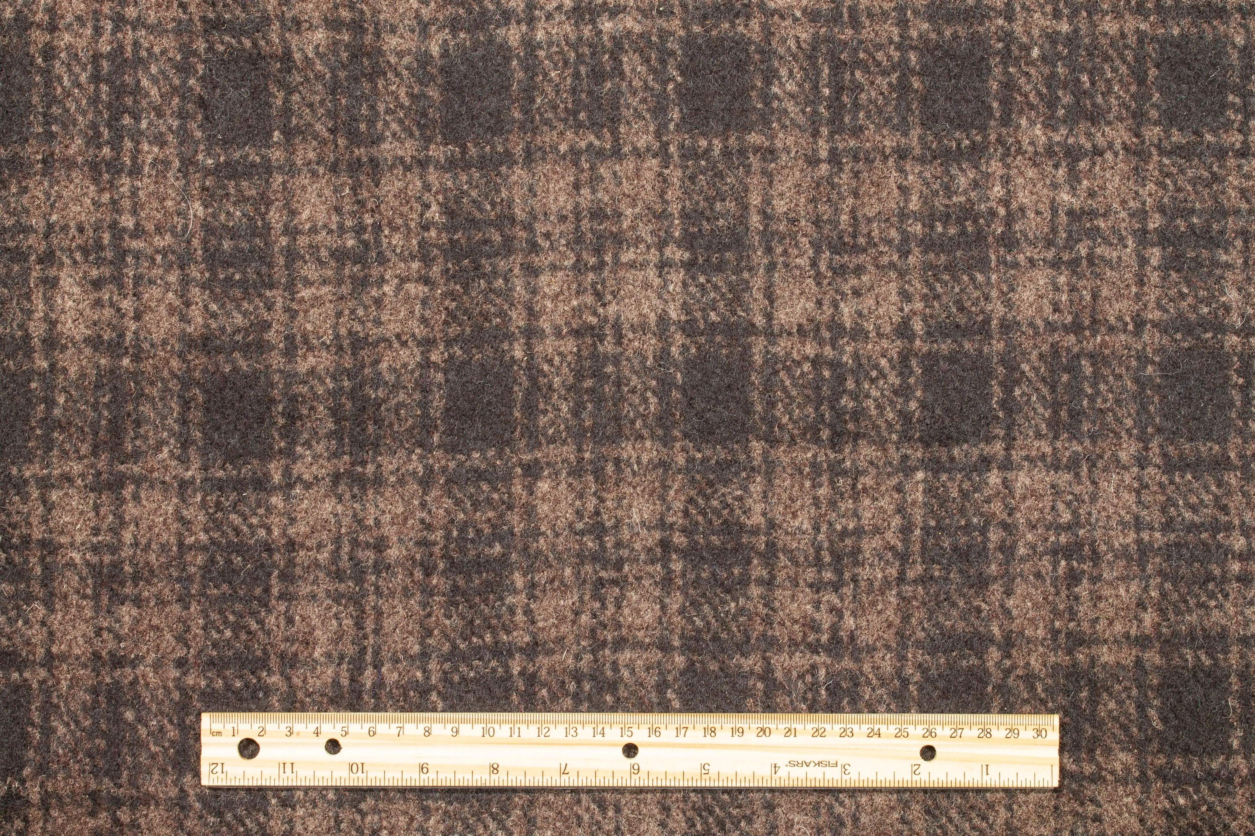 Brown Plaid Italian Wool Coating