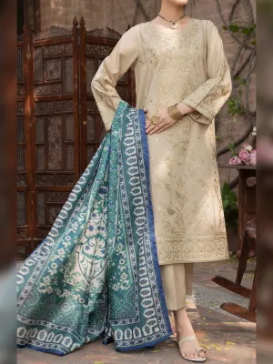 Casual Lite "Wabasta" Embroidered Winter Linen Suit - Beige