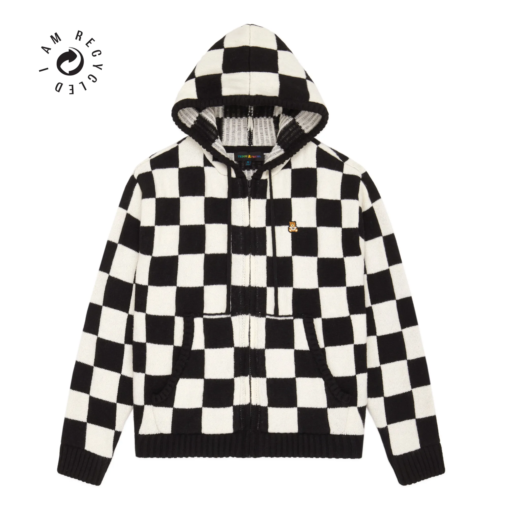 Check Knit Zip Hoodie