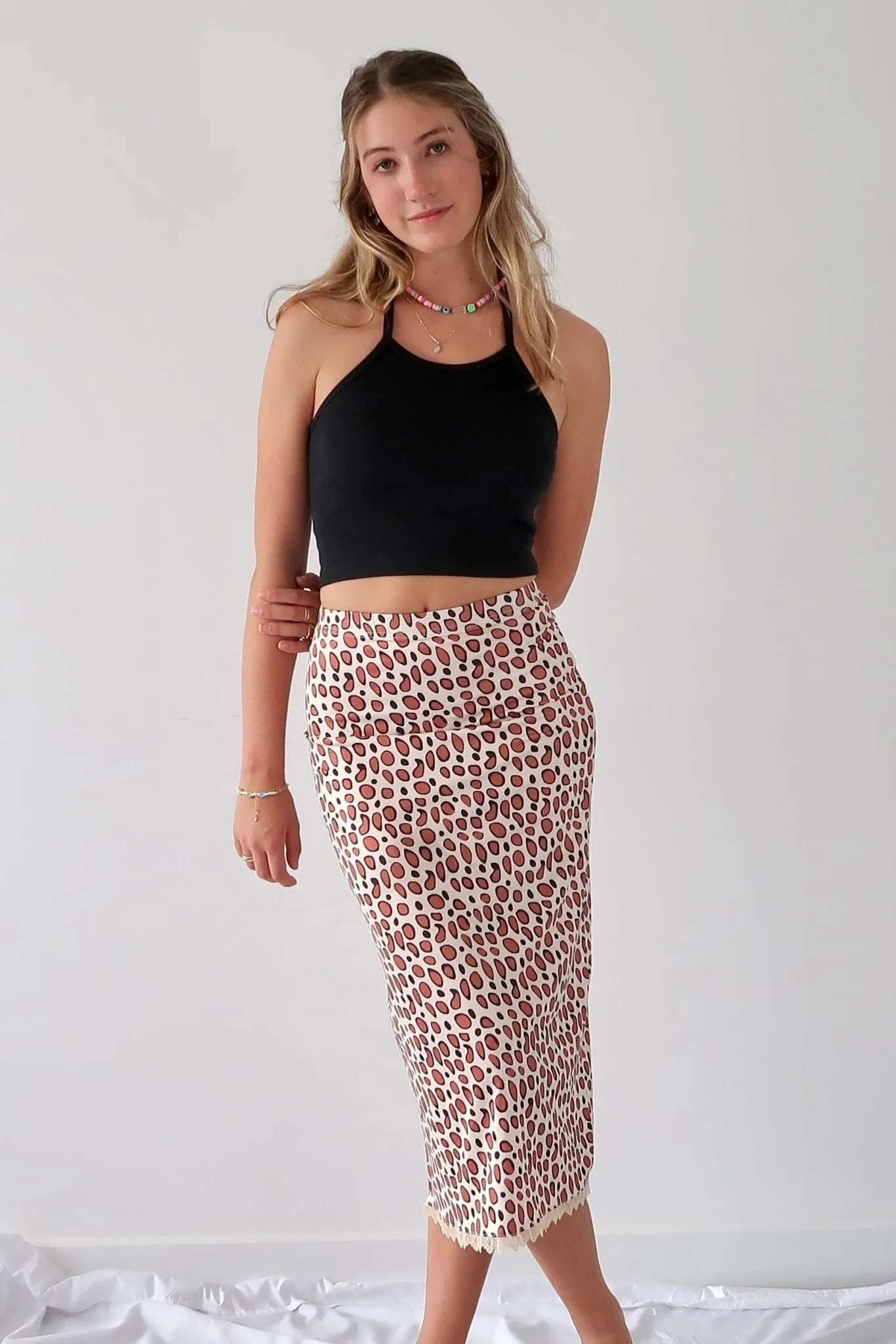 Cheetah print midi skirt