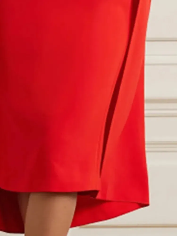 Chic O-neck Red Evening Dress with Cape Sleeves - Spring 2024 Collection