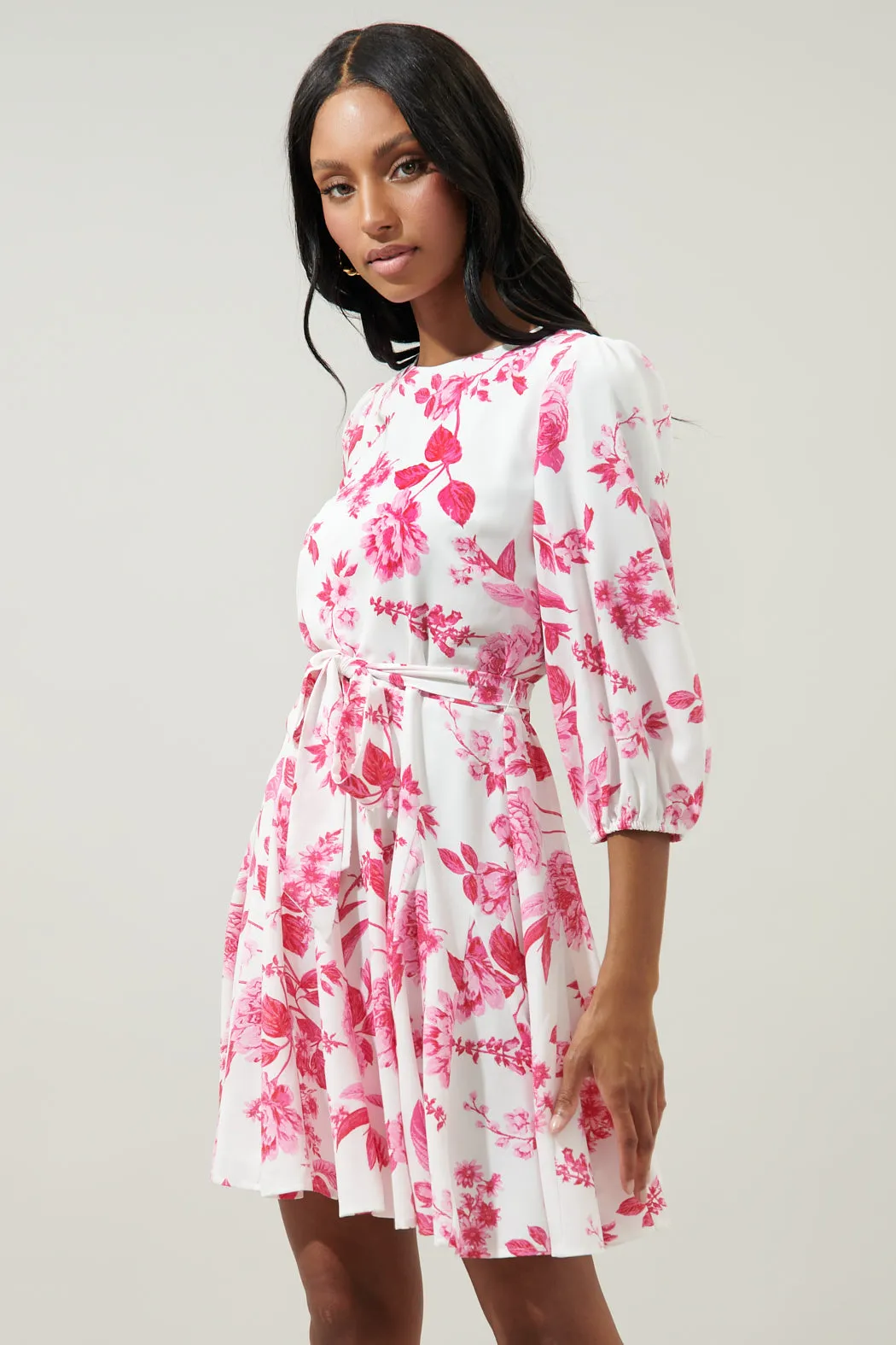 Clarice Floral Collins Godet Mini Dress