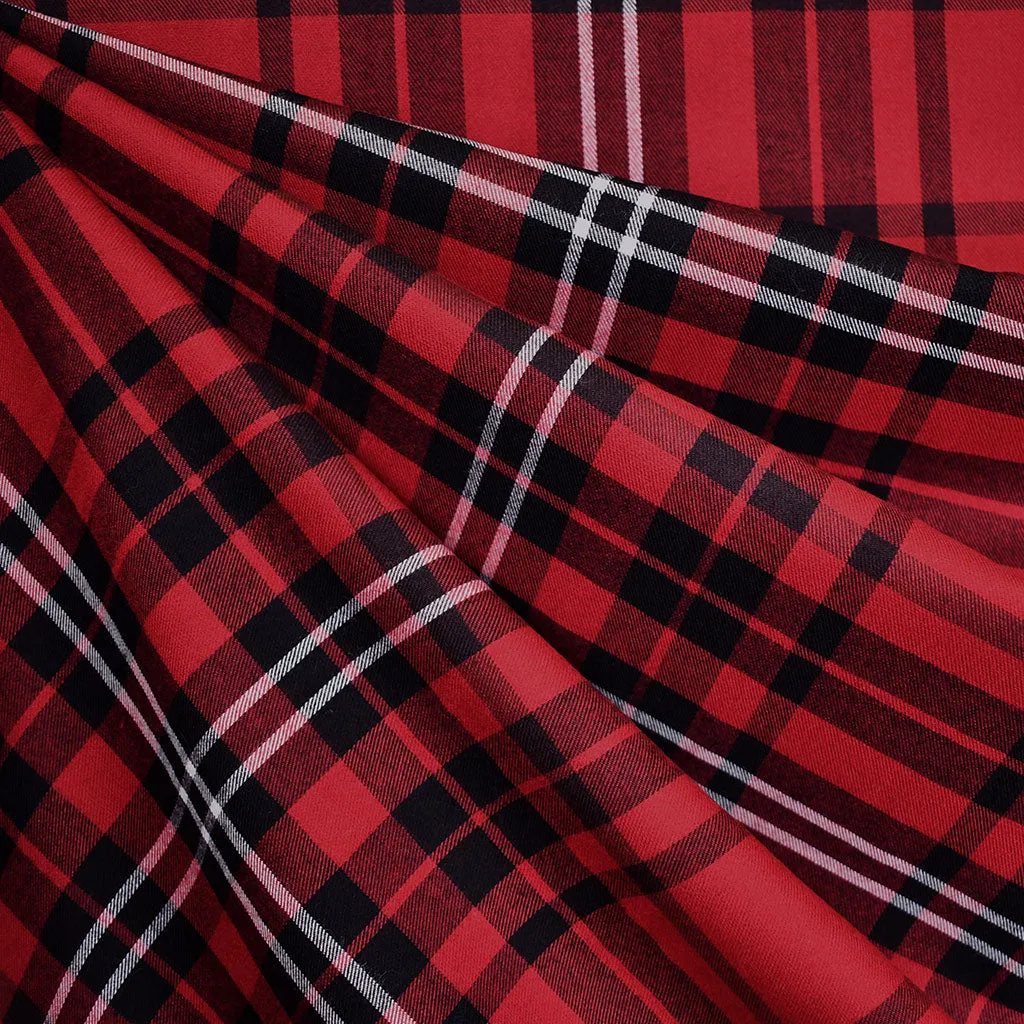 Classic Bold Plaid Brushed Cotton Shirting Red/Black