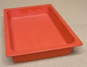 Commercial Grade Food Pan Full Size 21in x 13in Red Enamel Stainless Steel -- Used