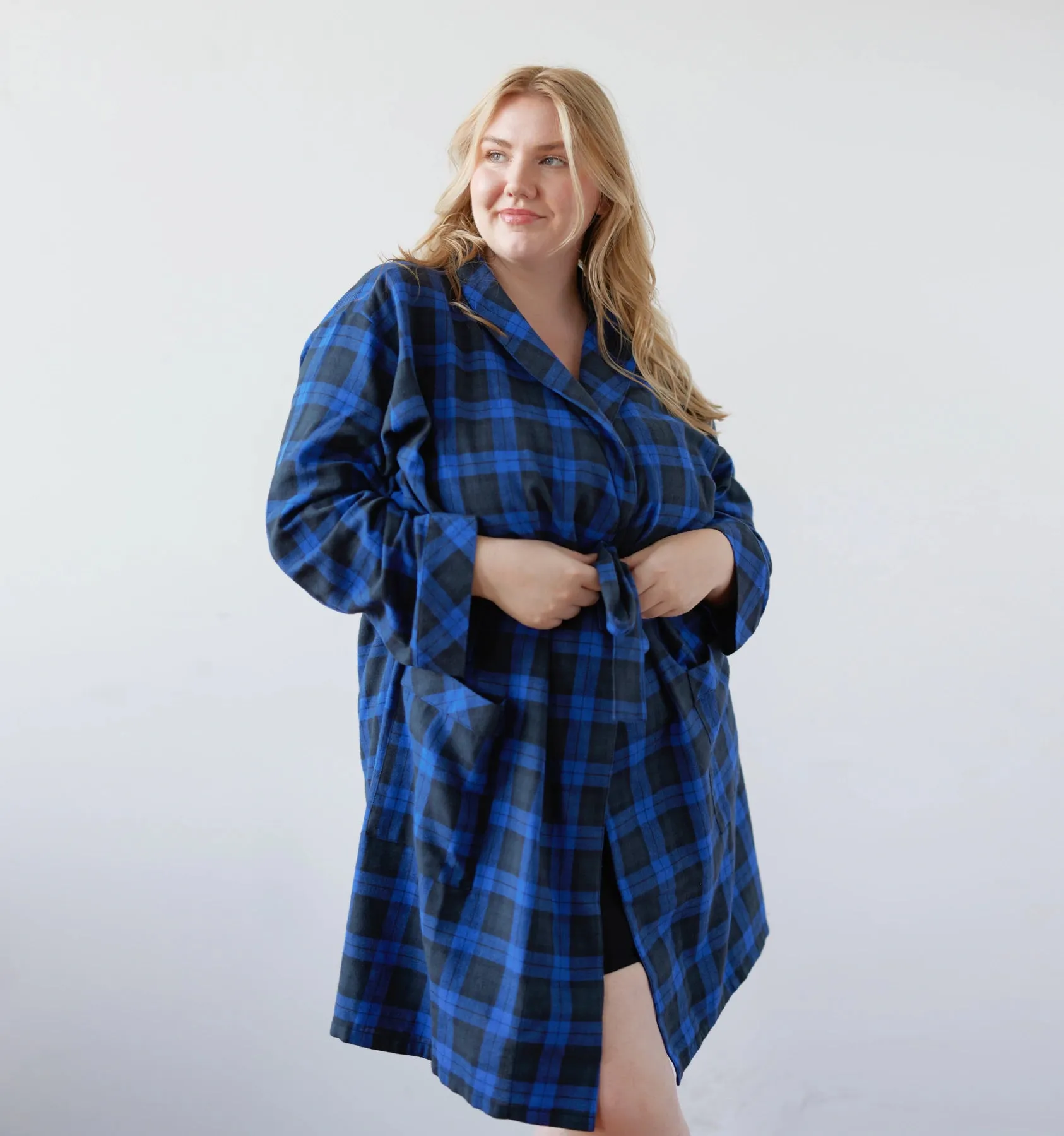 Cozy Flannel Robe - Midnight Plaid