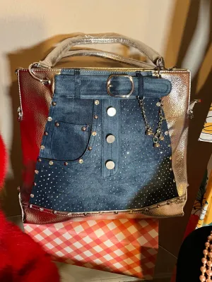 Denim Dazzle Blingy Handbag