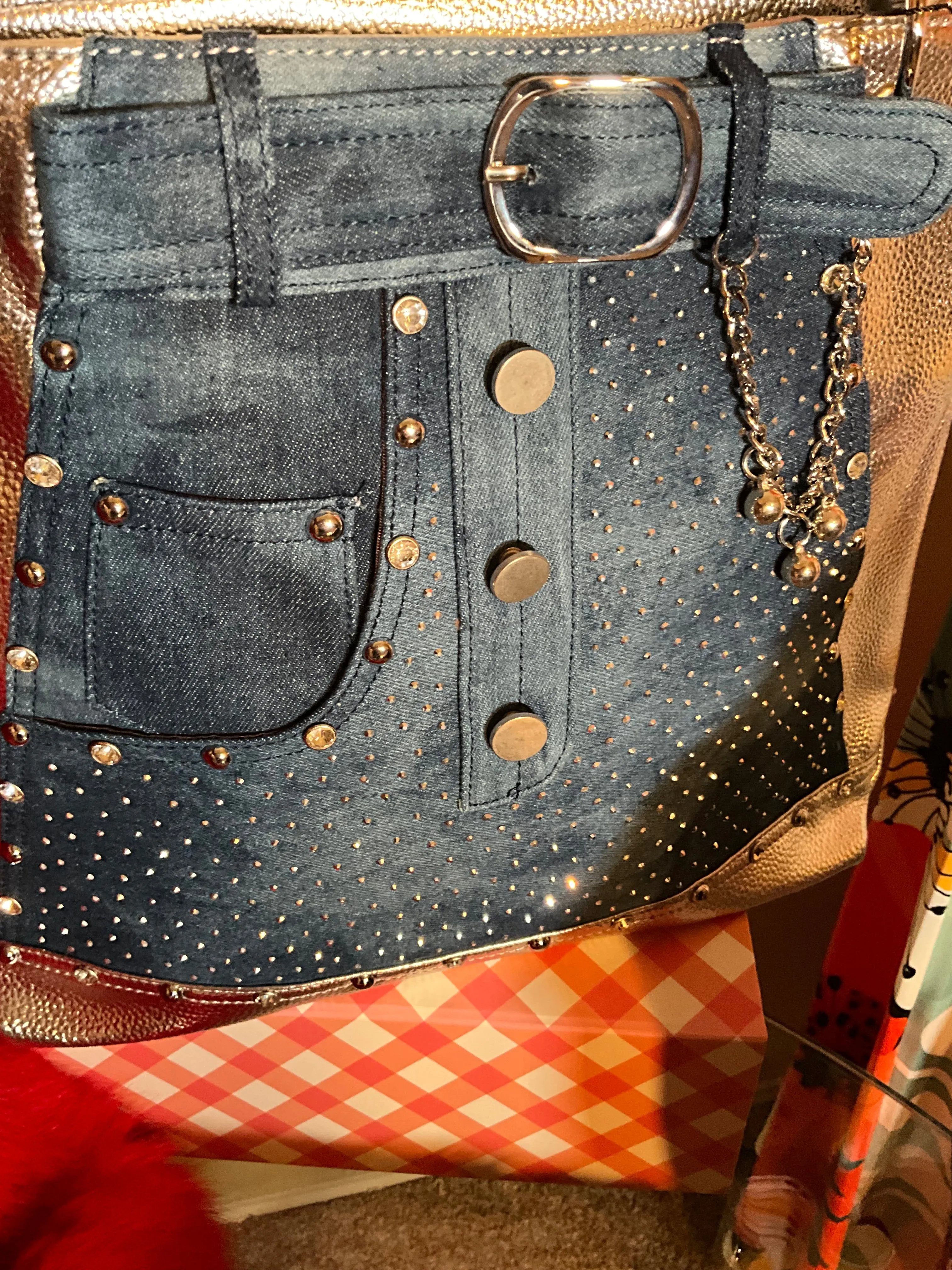 Denim Dazzle Blingy Handbag