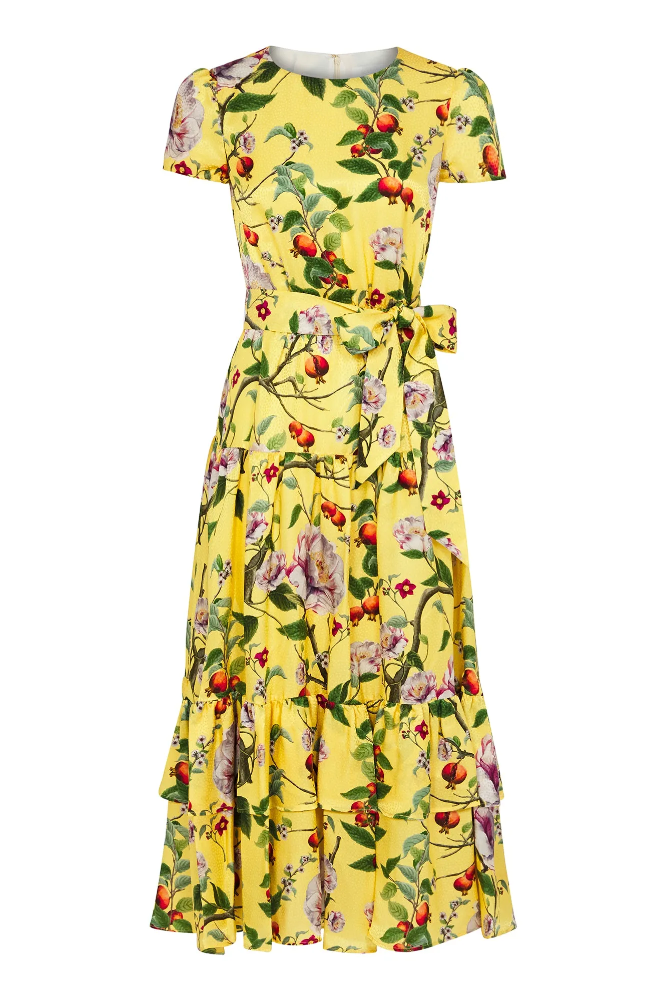 Elisa Peony Midi Dress – Yellow