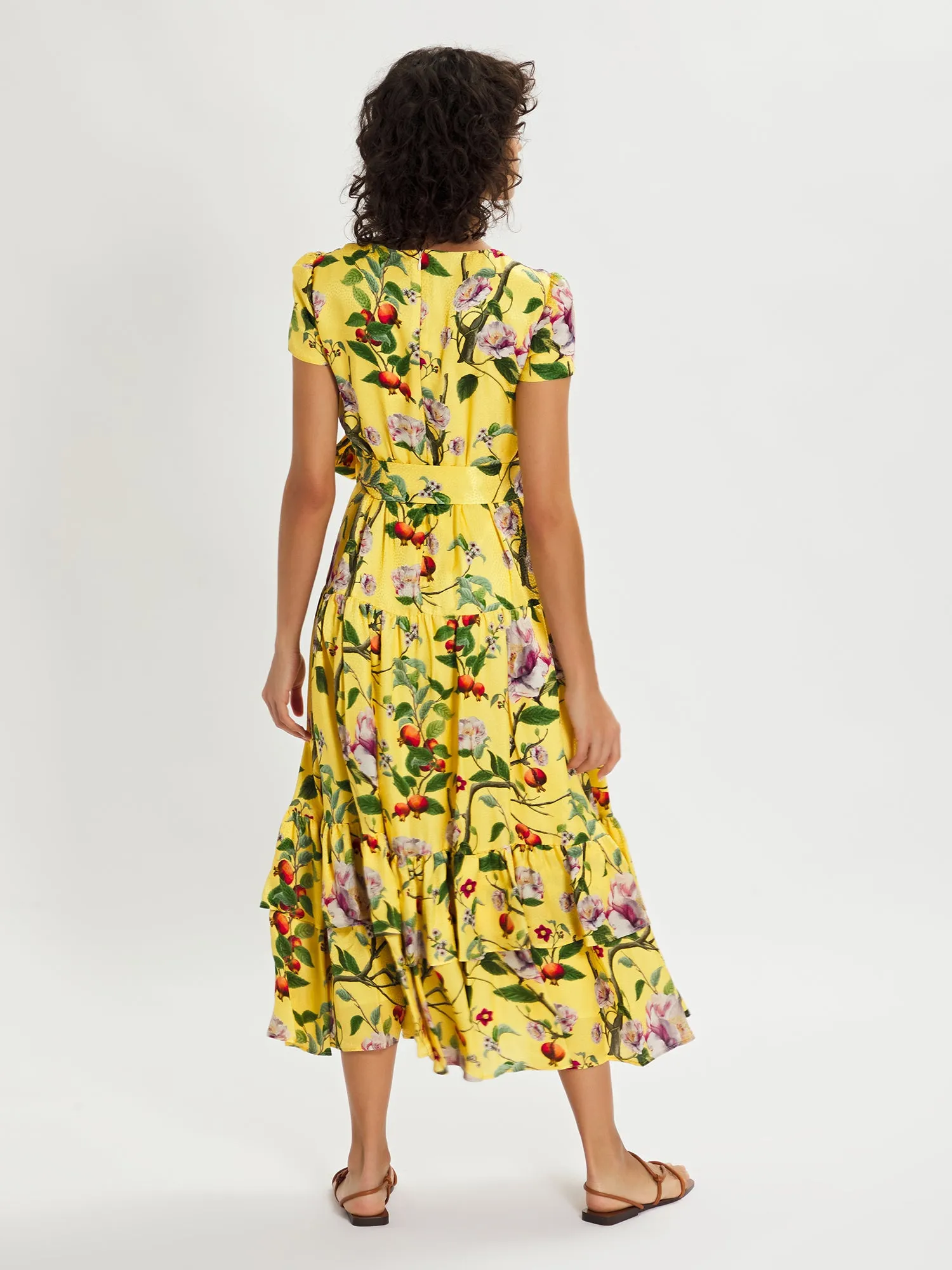 Elisa Peony Midi Dress – Yellow