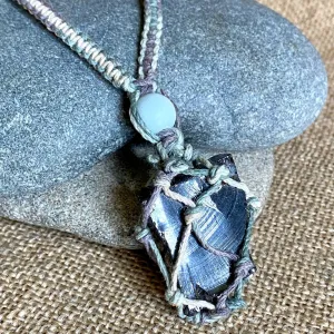 Elite Shungite & Amazonite Necklace with Mixed Hemp, Leather, & Brass