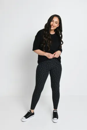 Everyday High Waisted Leggings - Black Animal Print