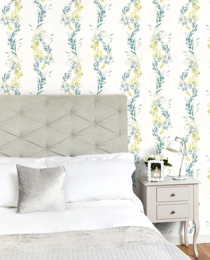 Floral Stripe Grey-Green Wallpaper