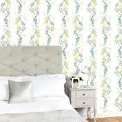 Floral Stripe Grey-Green Wallpaper