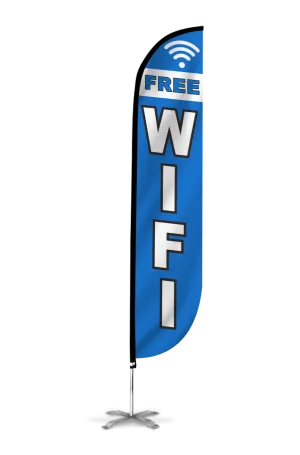 Free Wifi Feather Flag Blue