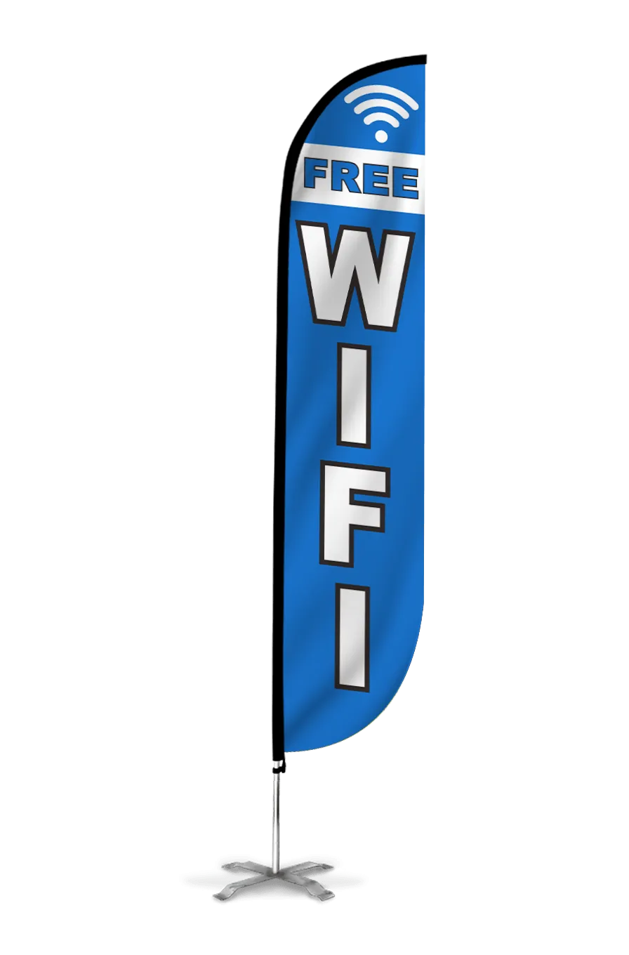 Free Wifi Feather Flag Blue