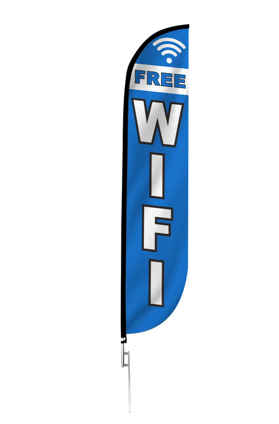 Free Wifi Feather Flag Blue