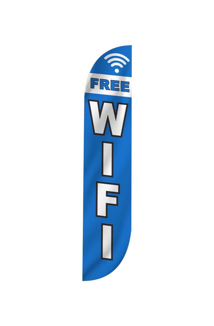 Free Wifi Feather Flag Blue