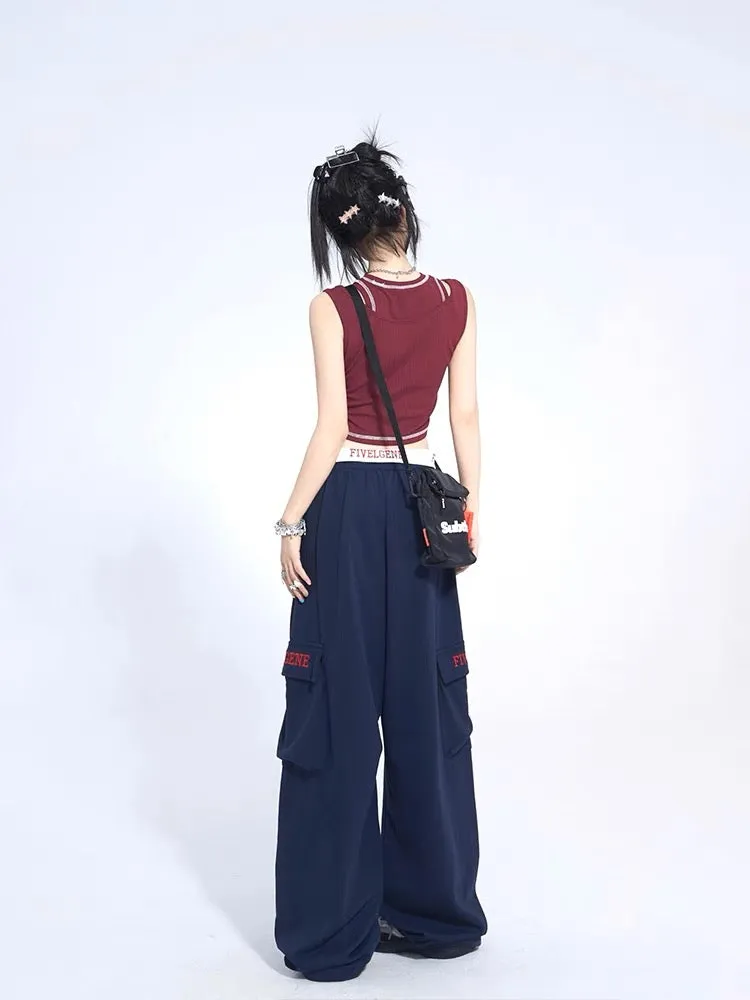 High Waist Loose Lapel Mopping Pants