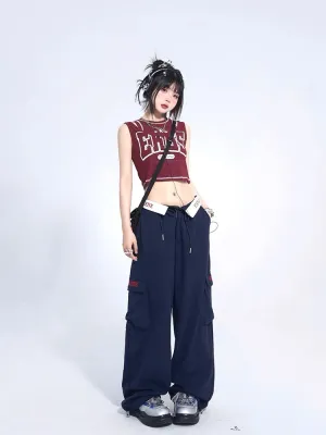 High Waist Loose Lapel Mopping Pants