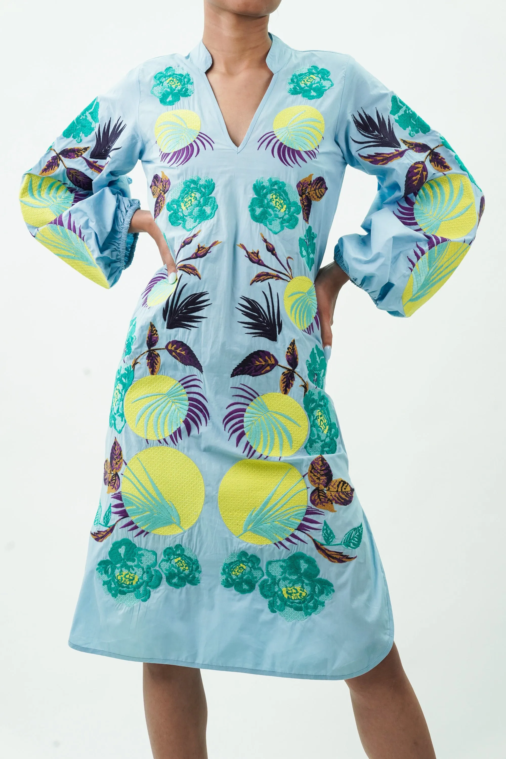 Intricate Blooming Print Cotton Dress