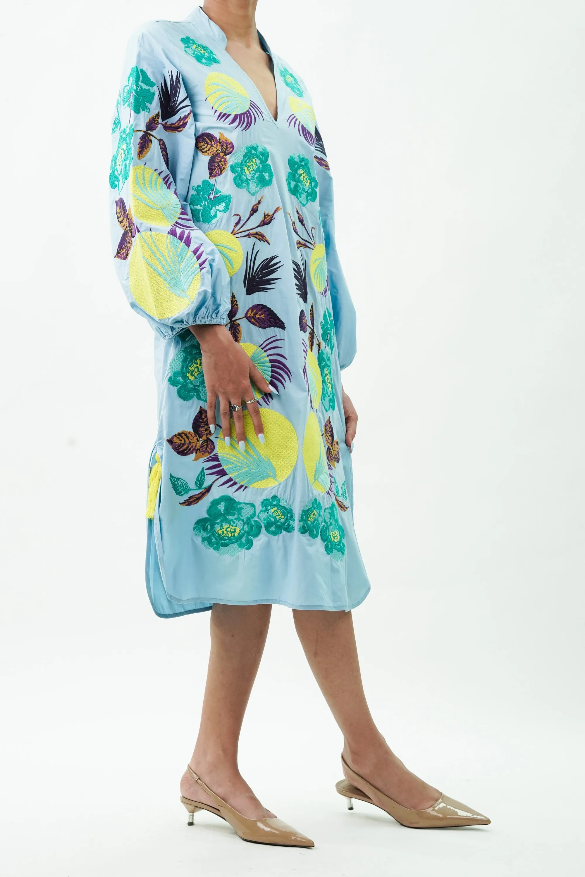 Intricate Blooming Print Cotton Dress