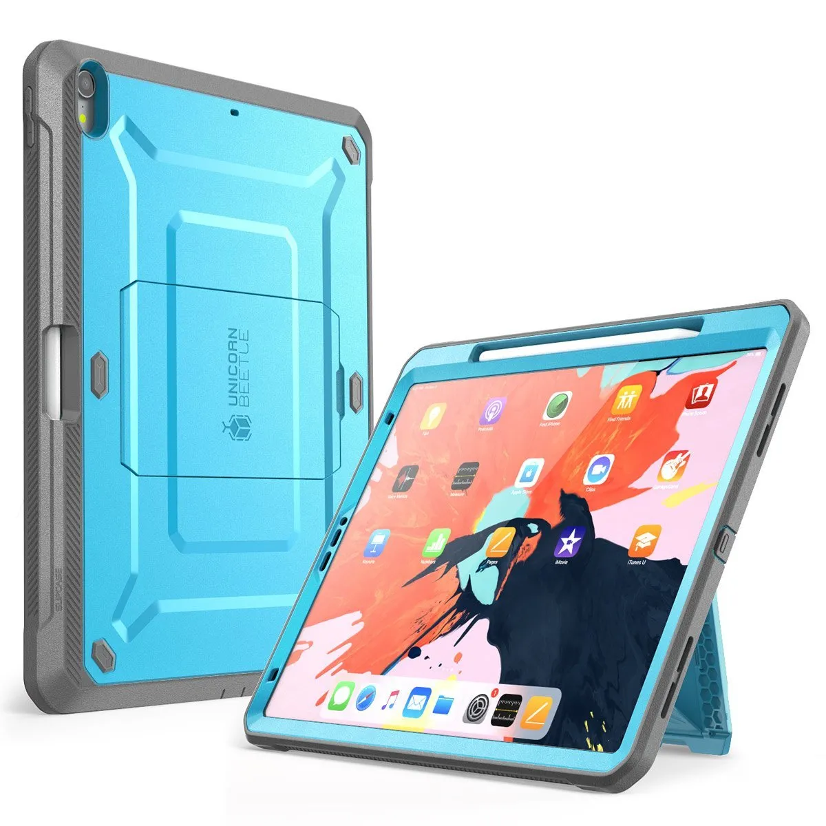 iPad Pro 12.9 inch (2018) Unicorn Beetle Pro Full Body Case (Apple Pencil compatible)(open box)-Blue