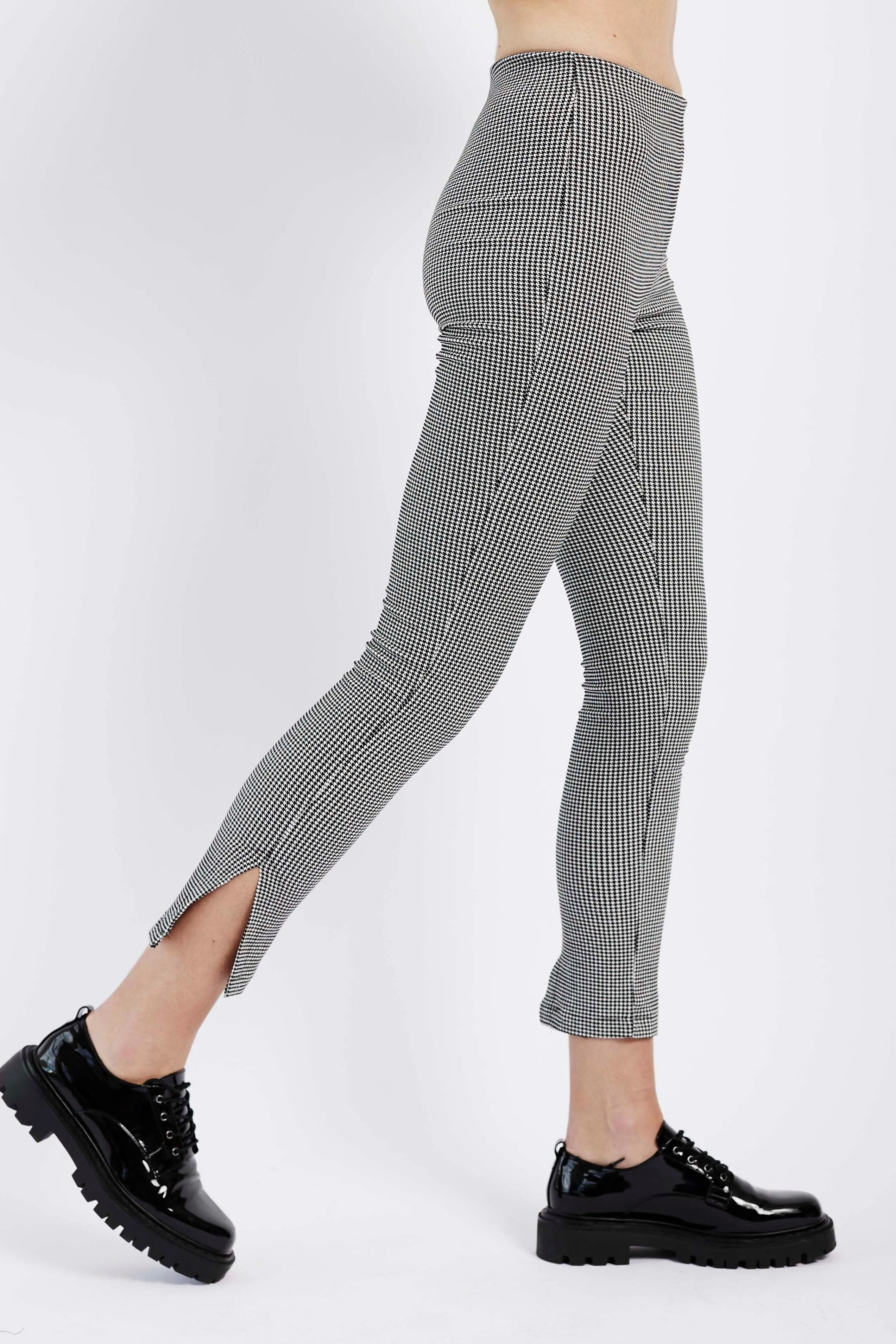 Knit Flare Leg Tregging in Houndstooth