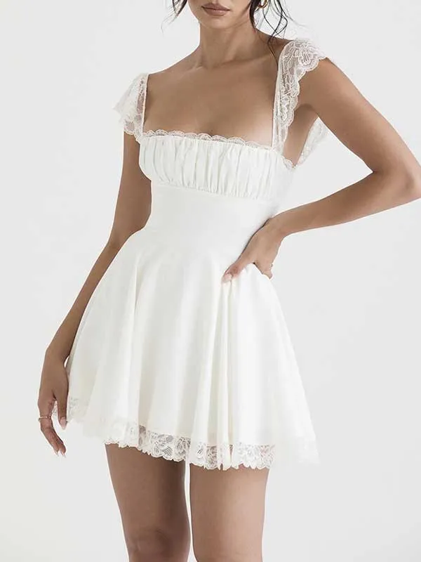 Lace Up Ruffle Bodycon Mini Dress