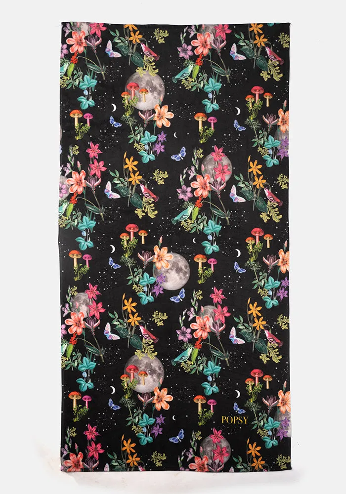 Large Midnight Botanical Print Towel