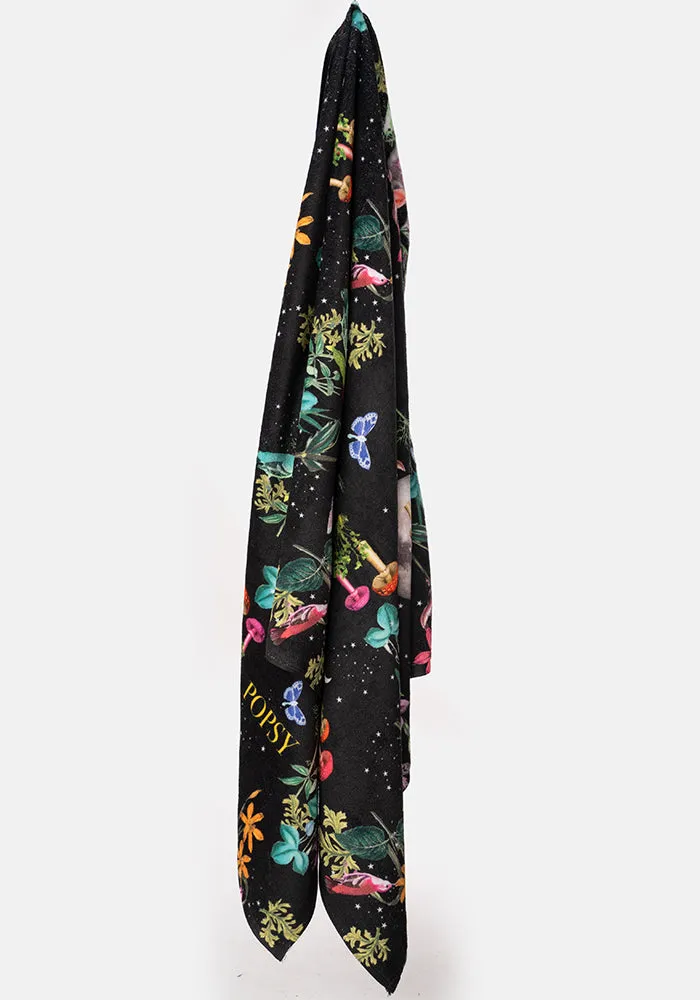 Large Midnight Botanical Print Towel