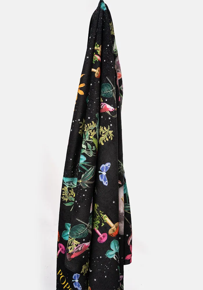 Large Midnight Botanical Print Towel