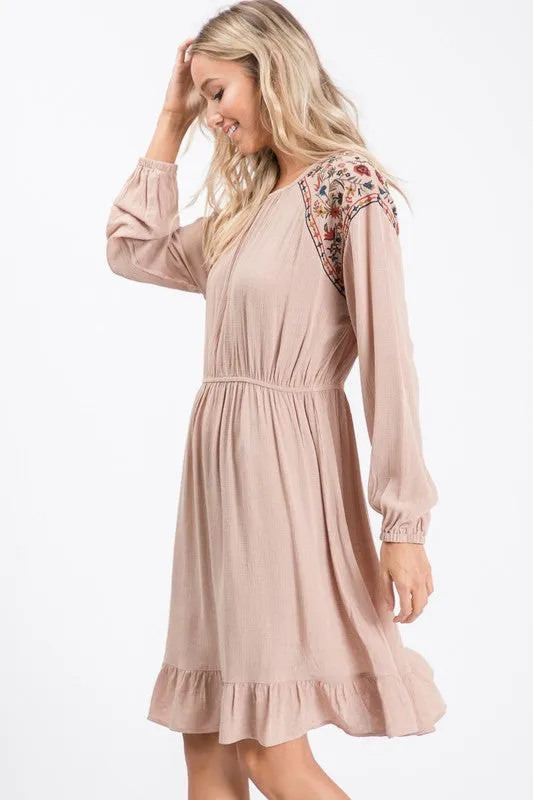 Margaret Embroidered Ruffle Dress