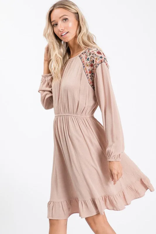 Margaret Embroidered Ruffle Dress