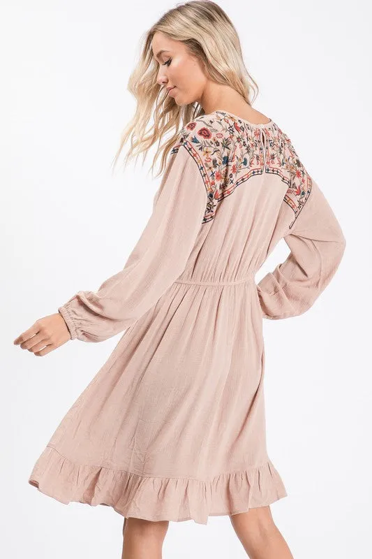 Margaret Embroidered Ruffle Dress